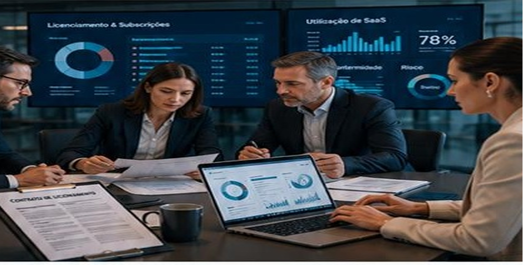 Equipa a analisar contratos e utilização de licenciamento tecnológico